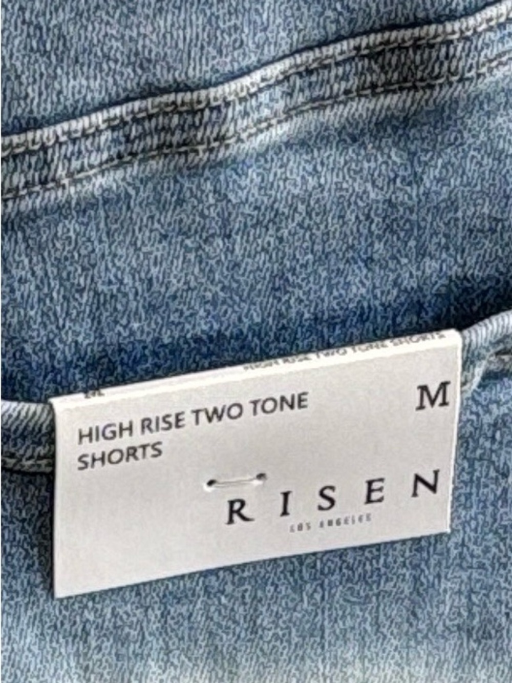 Risen Jeans High-Rise Ombre Denim Cutoff Shorts in Blue and White - Picture 4 of 4